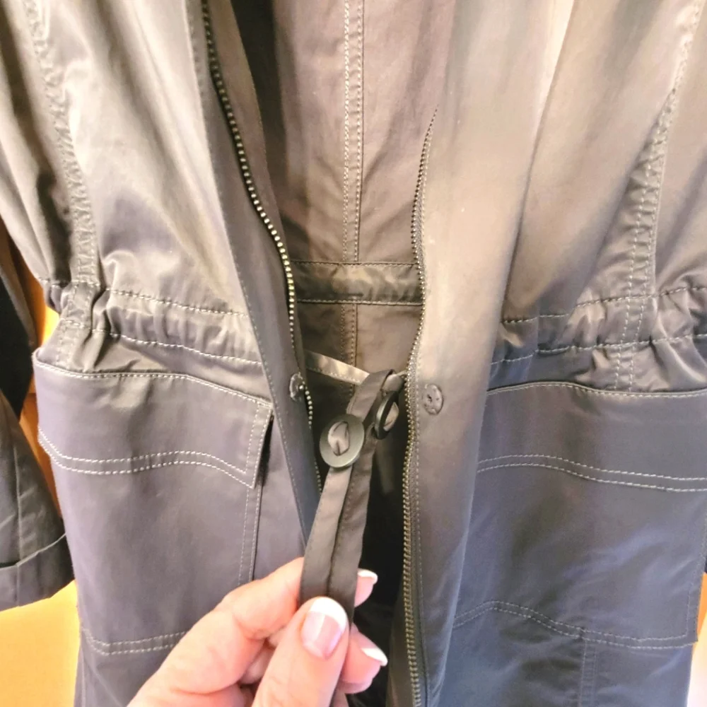 Eileen Fisher Satin Sheen Funnel-Neck Trench Coat - Picture 12 of 14